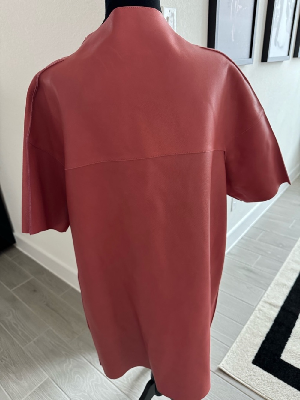MARNI 100% Calf Leather Raspberry Pink Open Front Short Sleeve Jacket Size 42 - Picture 5 of 11